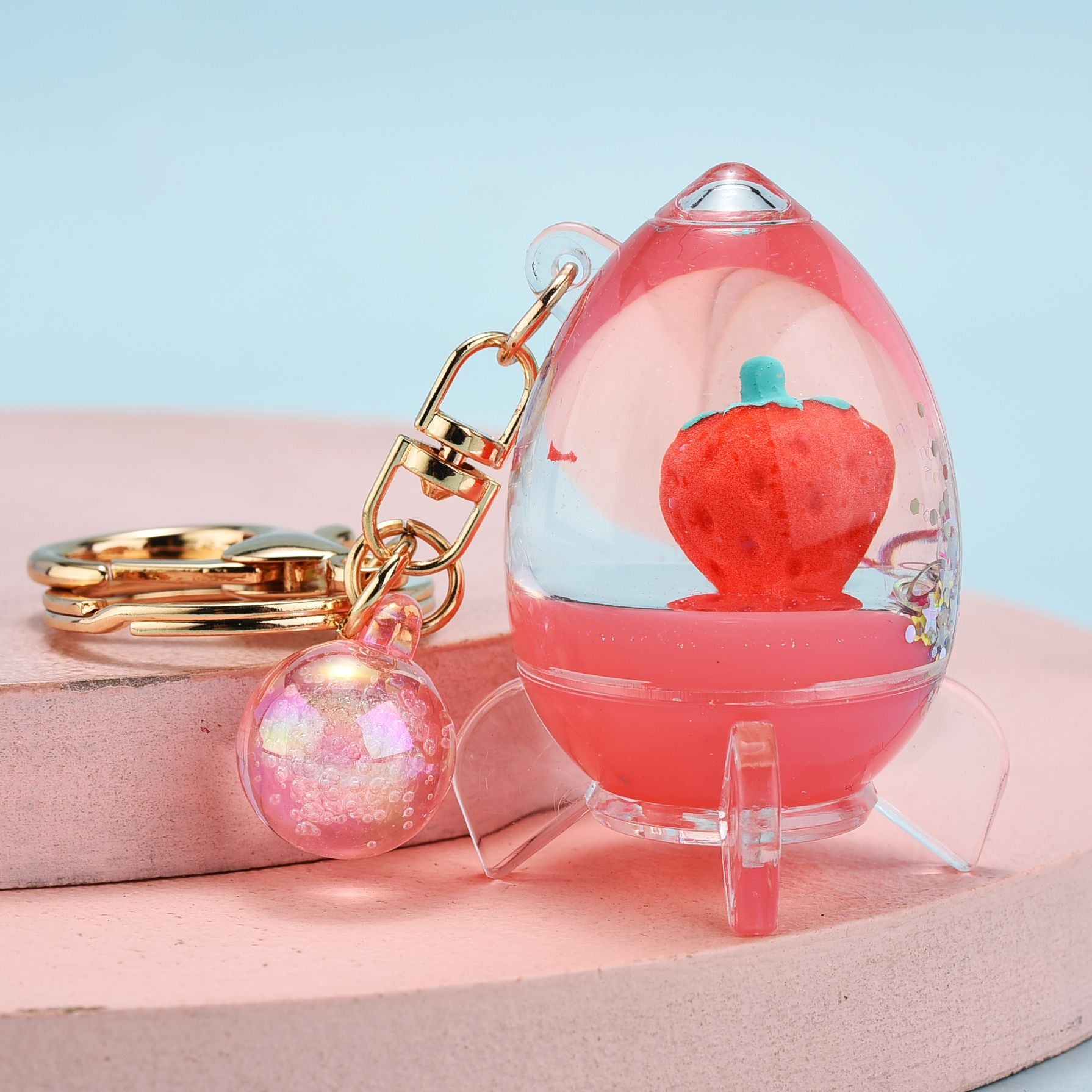 Wholesale Pentagram Strawberry Acrylic Oil Keychains